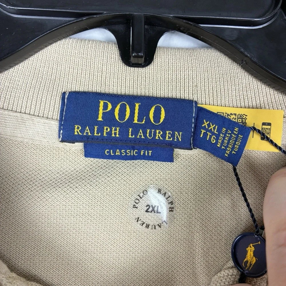 Polo Ralph Lauren Polo Shirt Mens 2X Tan Slim Fit Cotton Pony NWT